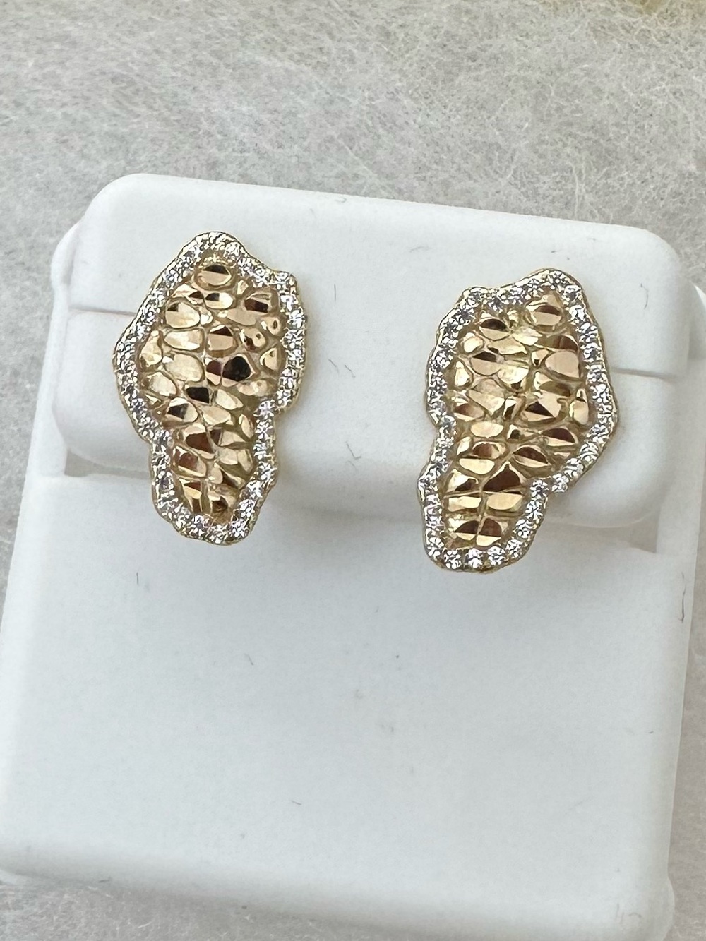 New yellow 925 Sterling silver cz Nugget stud Earrings